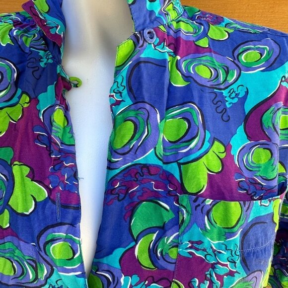 Vintage Blue Island Hawaiian Style Button Down Women’s Shirt Size M - Picture 8 of 13